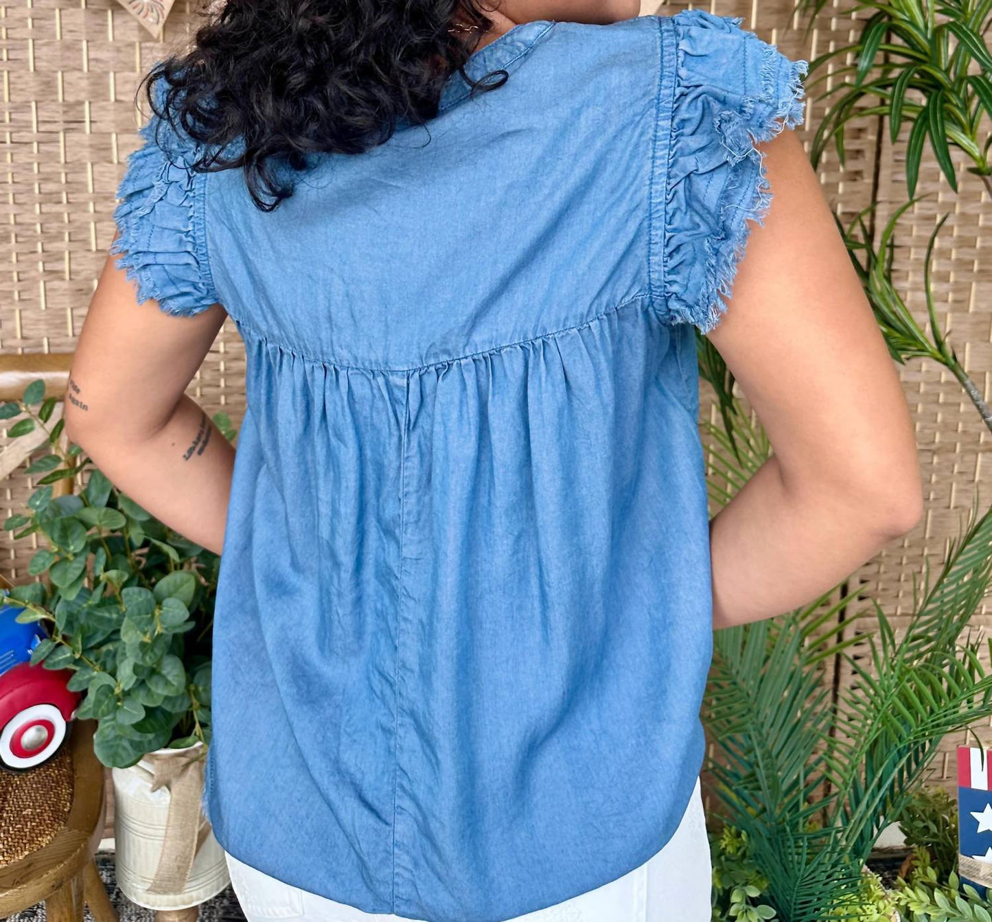 Ruffle Cap Sleeve Top