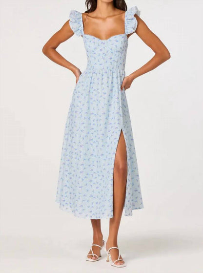 Wedelia Ruffle Strap Eyelet Corset Midi Dress