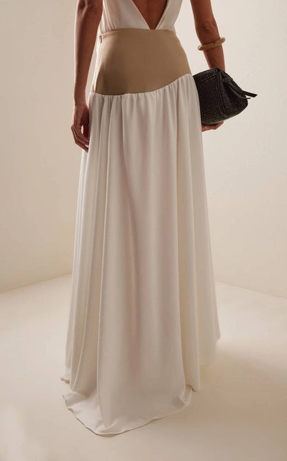 Crepe Long Wave Maxi Skirt
