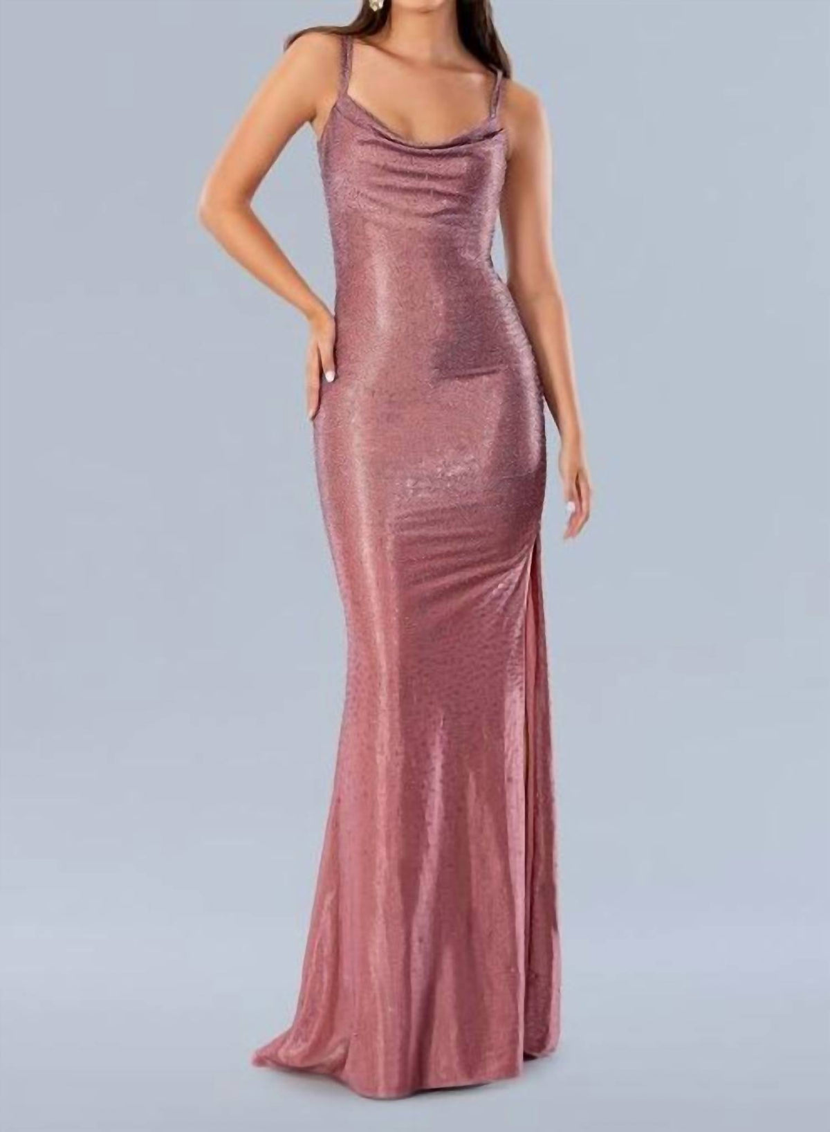 Spaghetti Strap Open Back Gown