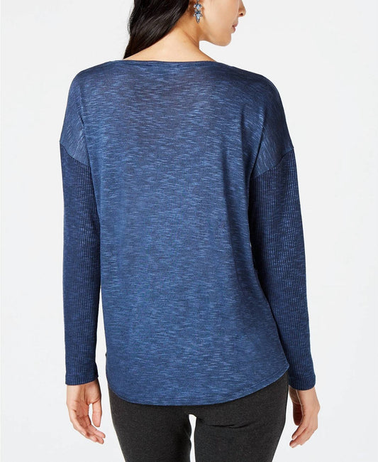Mixed Media Scoop Neckline Top