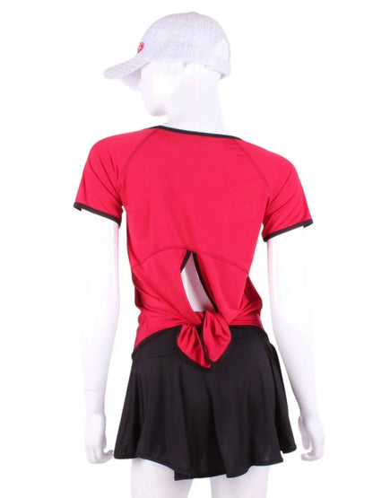 Love Love Tennis - Women's Tie Back Short Sleeve Tennis Tee - Rack Hunt