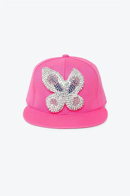 Women's Crystal Buterfly Fitted Cap
