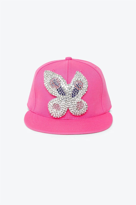 Women's Crystal Buterfly Fitted Cap