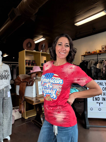 American Honey Retro Bleached Patriotic Graphic Tee