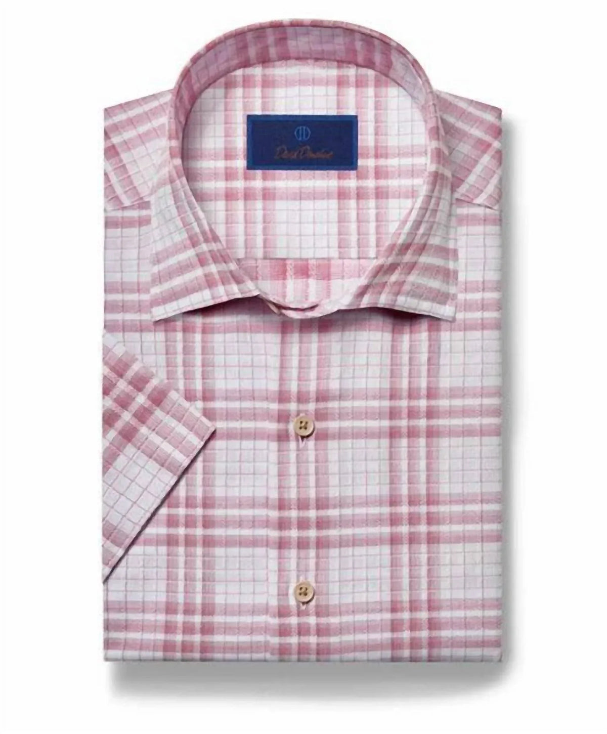 David Donahue - Men's Berry Textured Plaid Short Sleeve Shirt - Rack Hunt