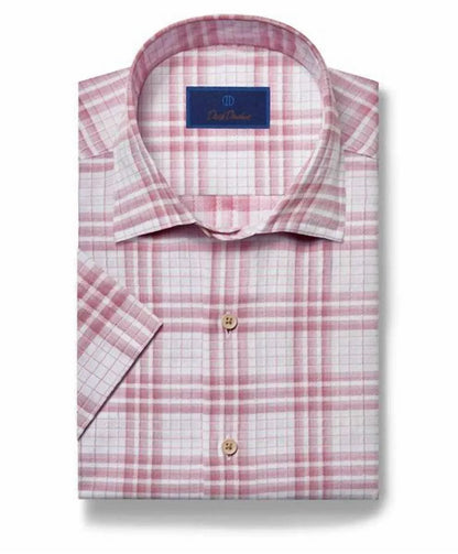 David Donahue - Men's Berry Textured Plaid Short Sleeve Shirt - Rack Hunt