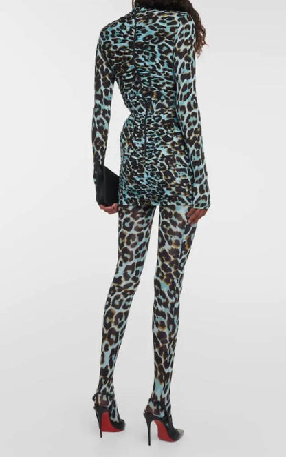Cadie Leopard Print Tights