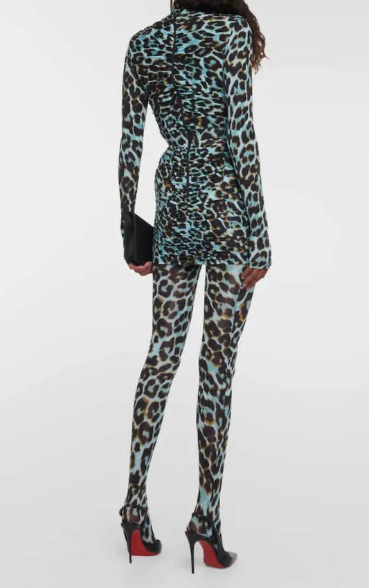 Cadie Leopard Print Tights