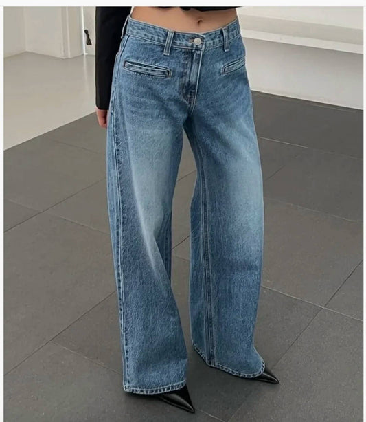 Back Seam Wide Leg Jeans