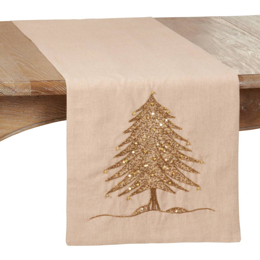 Beaded Christmas Tree Design Runner