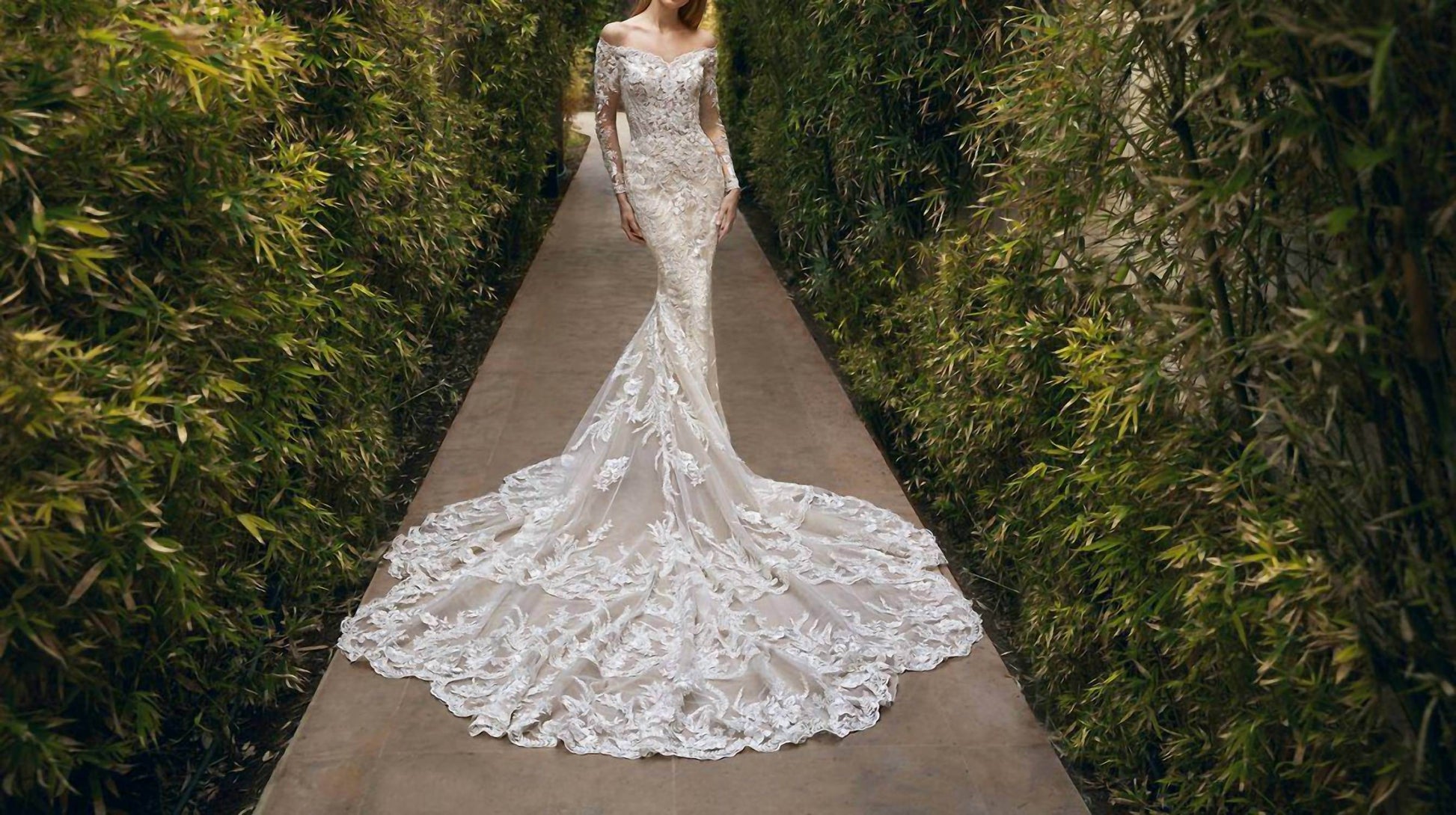 Demetrios - Lace Embellished Sheer Gown - Rack Hunt -