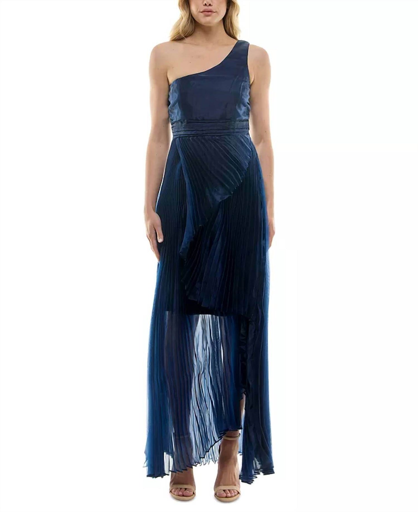 Taylor - Asymmetric One Shoulder Pleated Organza Gown - Rack Hunt -
