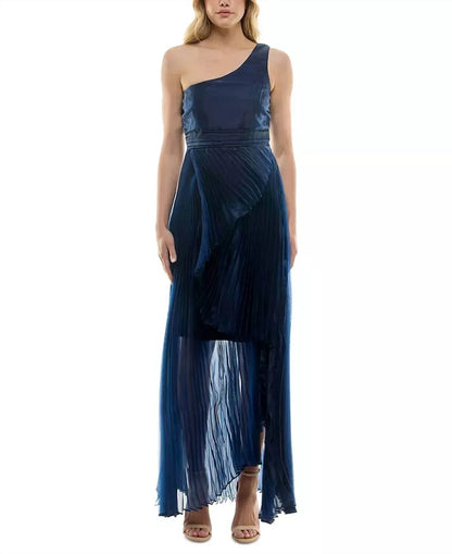 Taylor - Asymmetric One Shoulder Pleated Organza Gown - Rack Hunt
