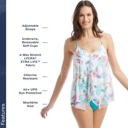 Ruffle Mesh Layer Underwire Tankini Top