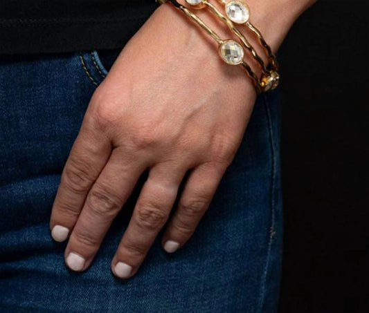 Rhinestone Ovals Bangles - Set Of 3