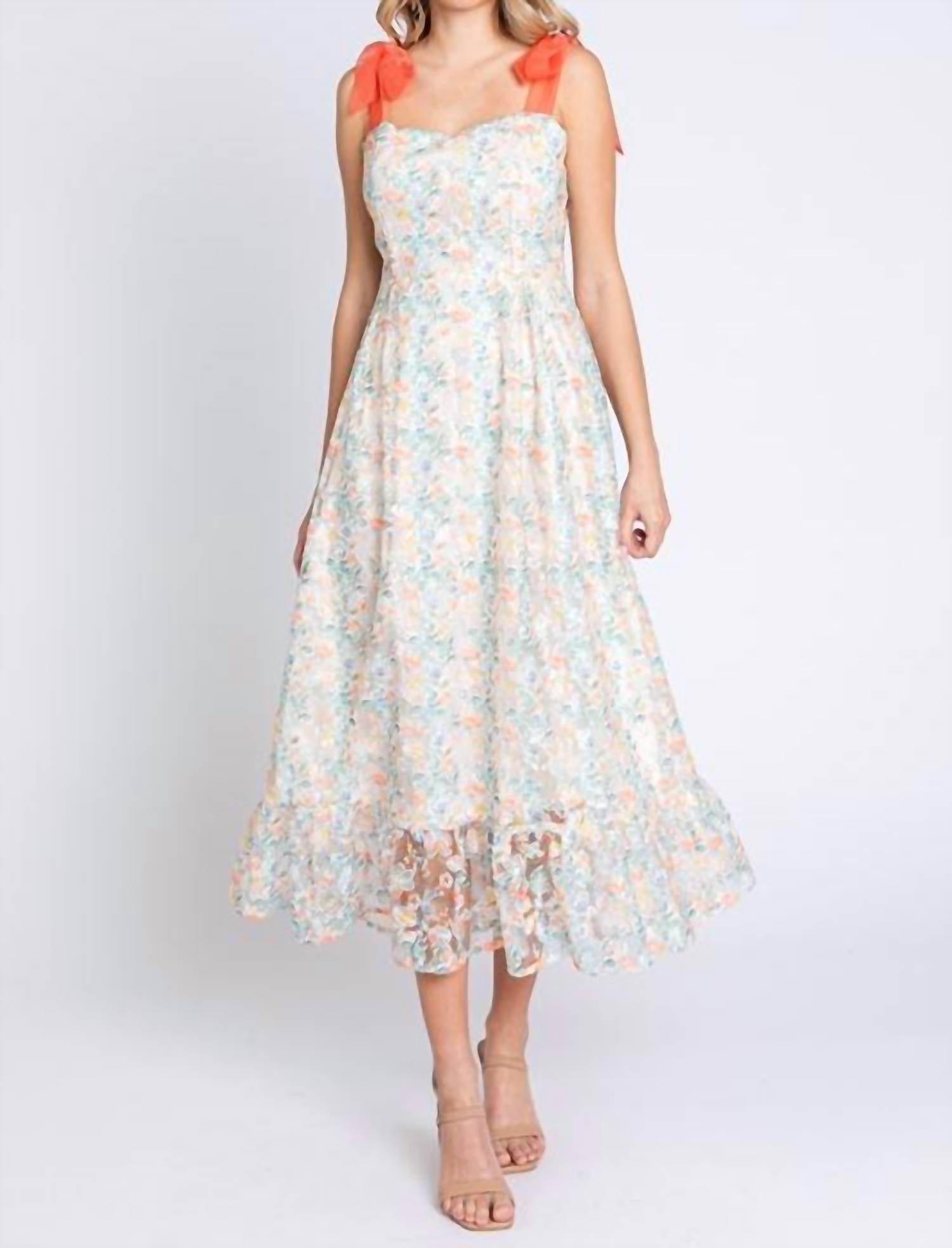 LOVELO - Floral Embroidered Midi Dress - Rack Hunt -