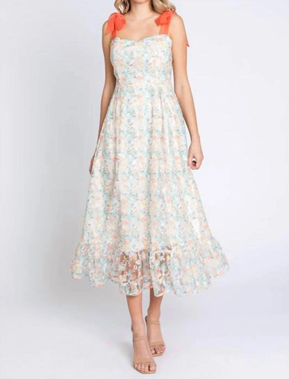 LOVELO - Floral Embroidered Midi Dress - Rack Hunt