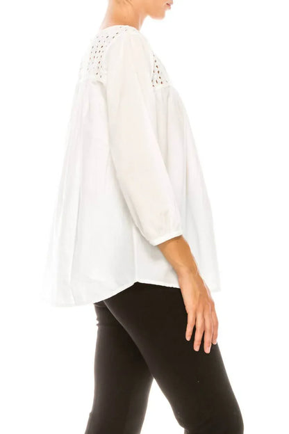 Grand & Greene - Eyelet Split Neck Swing Top - Rack Hunt