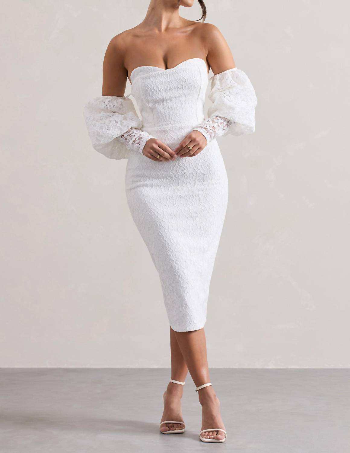 Club L London - Mary Lace Bardot Midi Dress - Rack Hunt