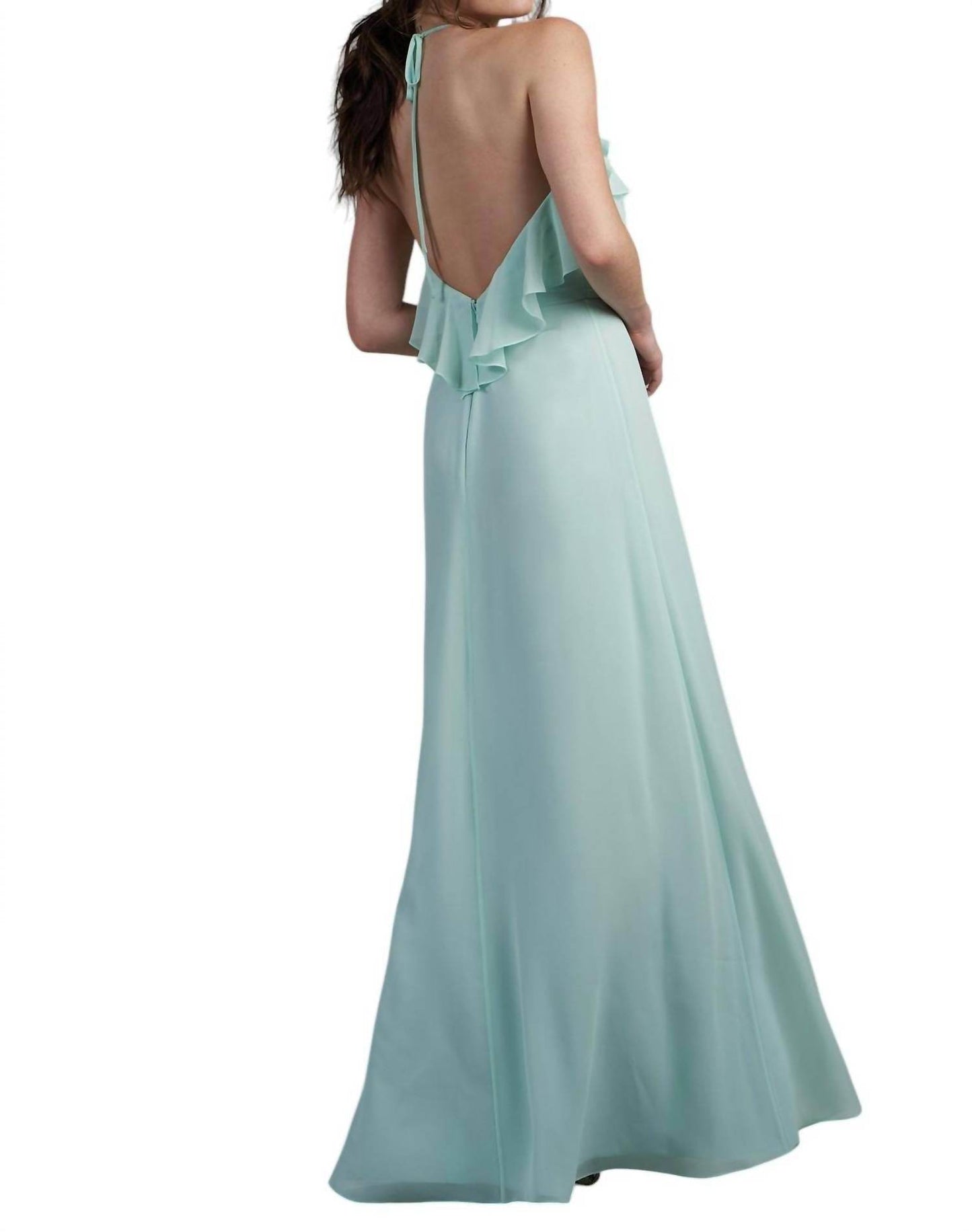 Jasmine Bridal - Poly Chiffon Long Bridesmaid Dress with Jewel Neckline - Rack Hunt