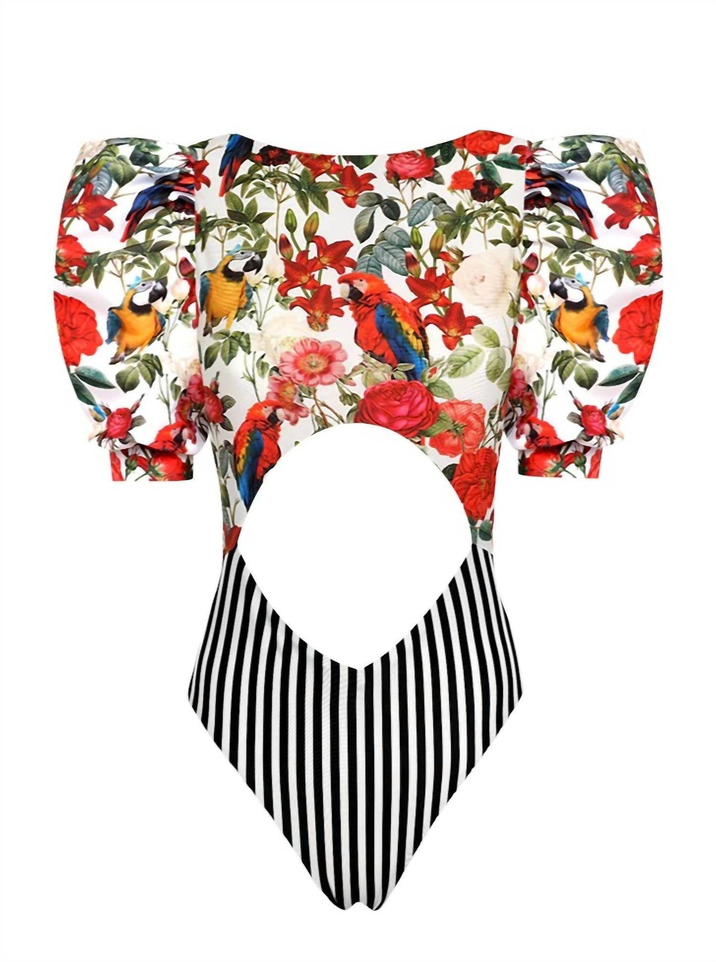 Lia Sahara - Women's Cut Out One Piece + Puffed Short Sleeves - Rack Hunt -