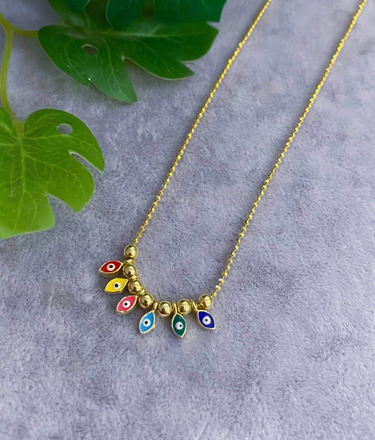 Allyanna Gifts - Women's Sterling Silver Gold Plated Enamel Evil Eye Beaded Necklace - Rack Hunt -