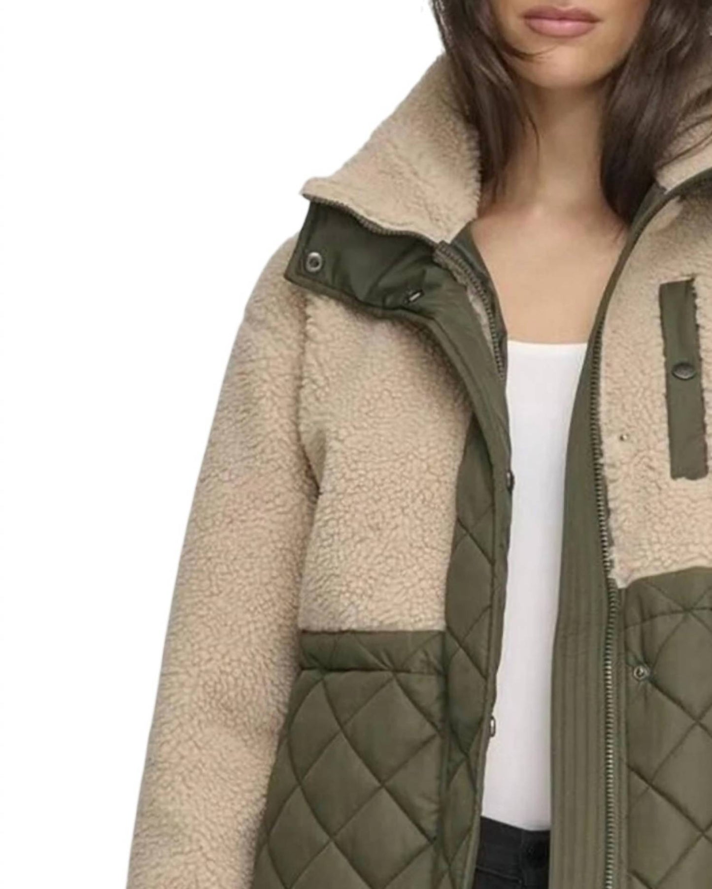 Sherpa Trim Longline Quilted Jacket