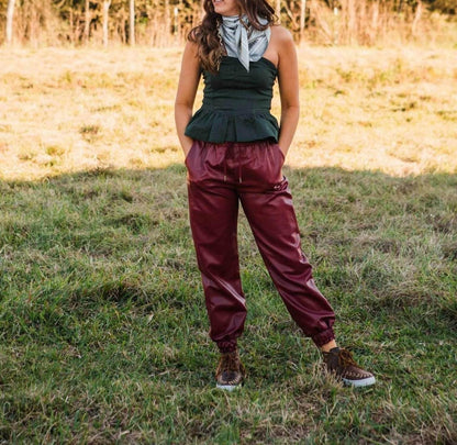 LOVELO - Ruby Faux Leather Jogger Pants - Rack Hunt