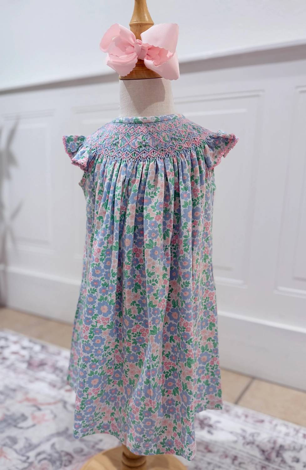 Girls Happy Daisy Smocked Bishop Dress