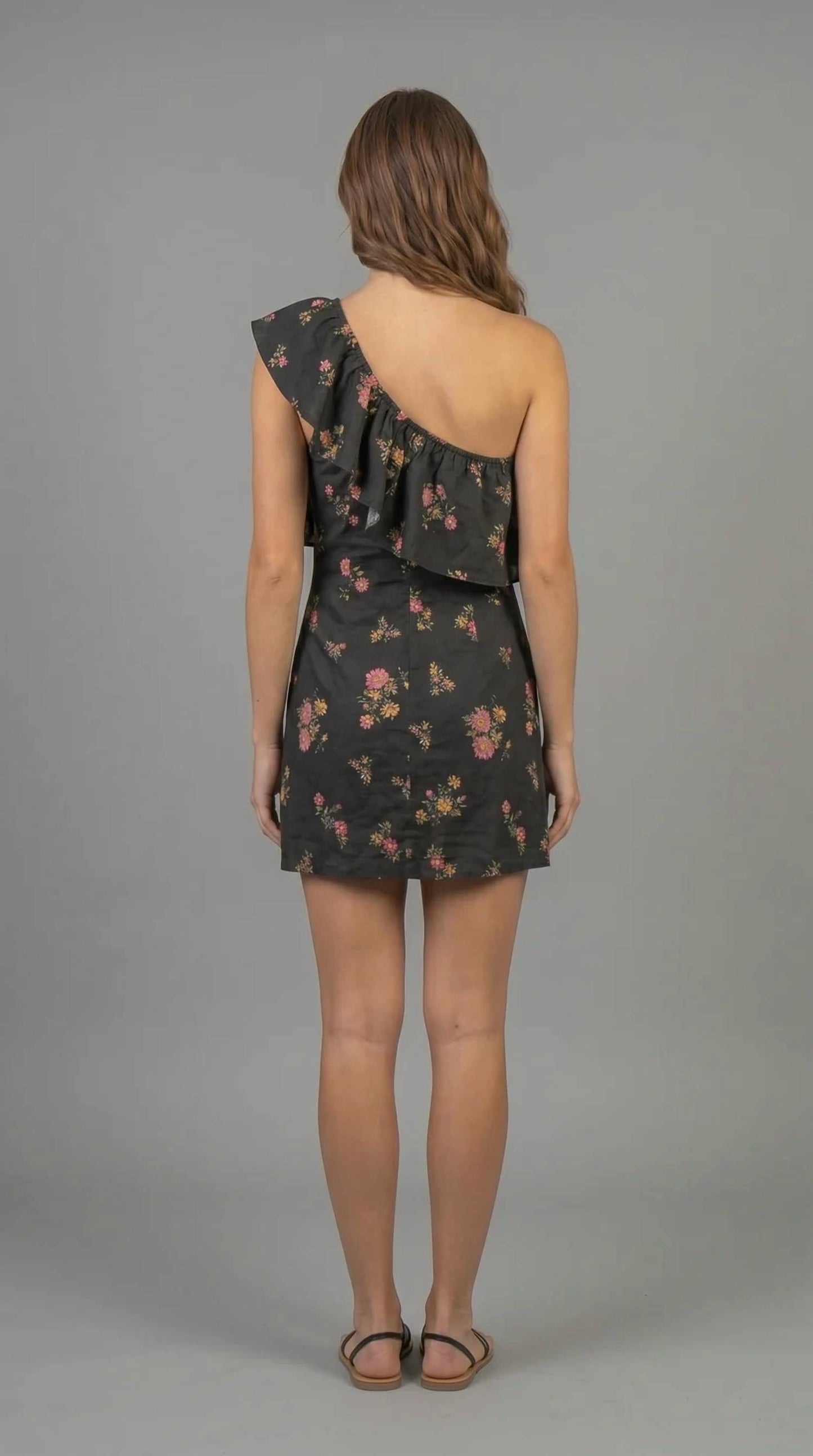 One Shoulder Floral Mini Dress