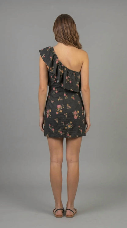 One Shoulder Floral Mini Dress