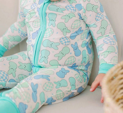 Kids Rockin Bunny Bamboo Zipper Romper