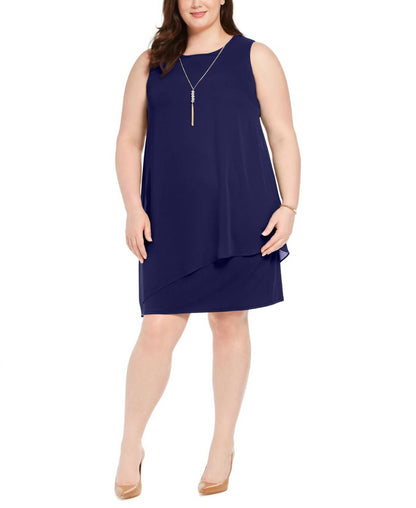 Women's Asymmetrical Overlay Necklace Dress - Plus