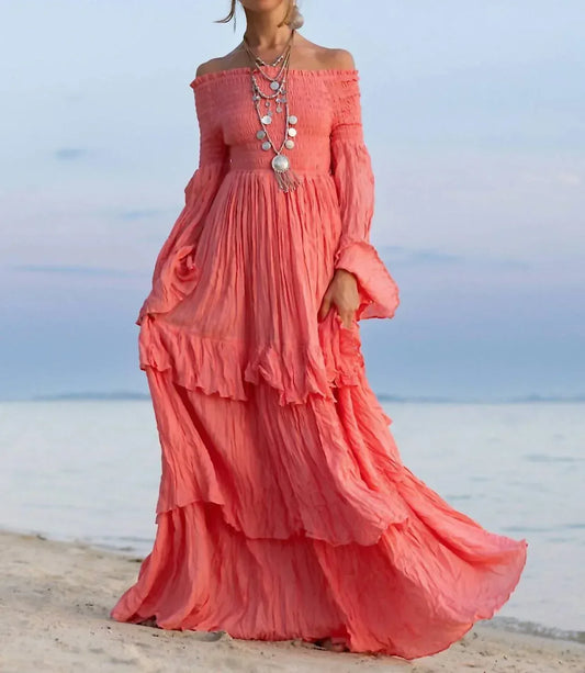 Zinnia Pearl - Women's Sexy Shoulders Maxi Dress - Rack Hunt