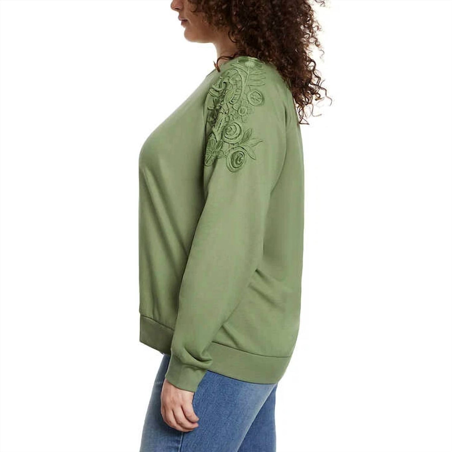 Women's Crew Neck Pullover With Lace