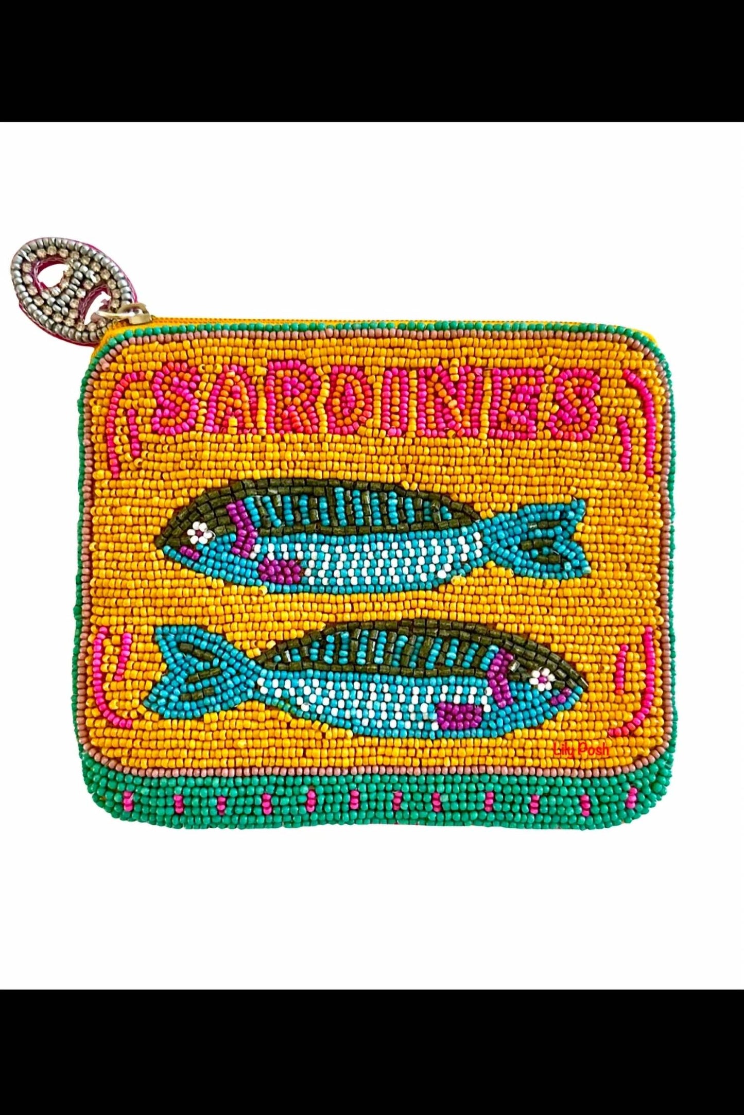 Women's Beaded Sardines Fish In Tin Can Coin Pouch