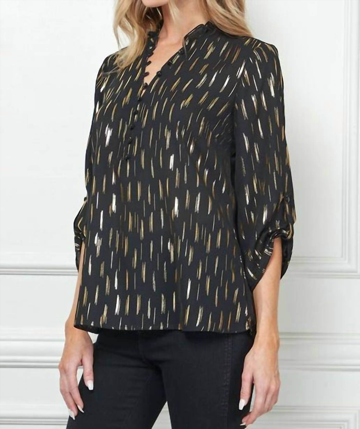 Sara Michelle - Women's Gianna Ruffle Neck Blouse - Rack Hunt -