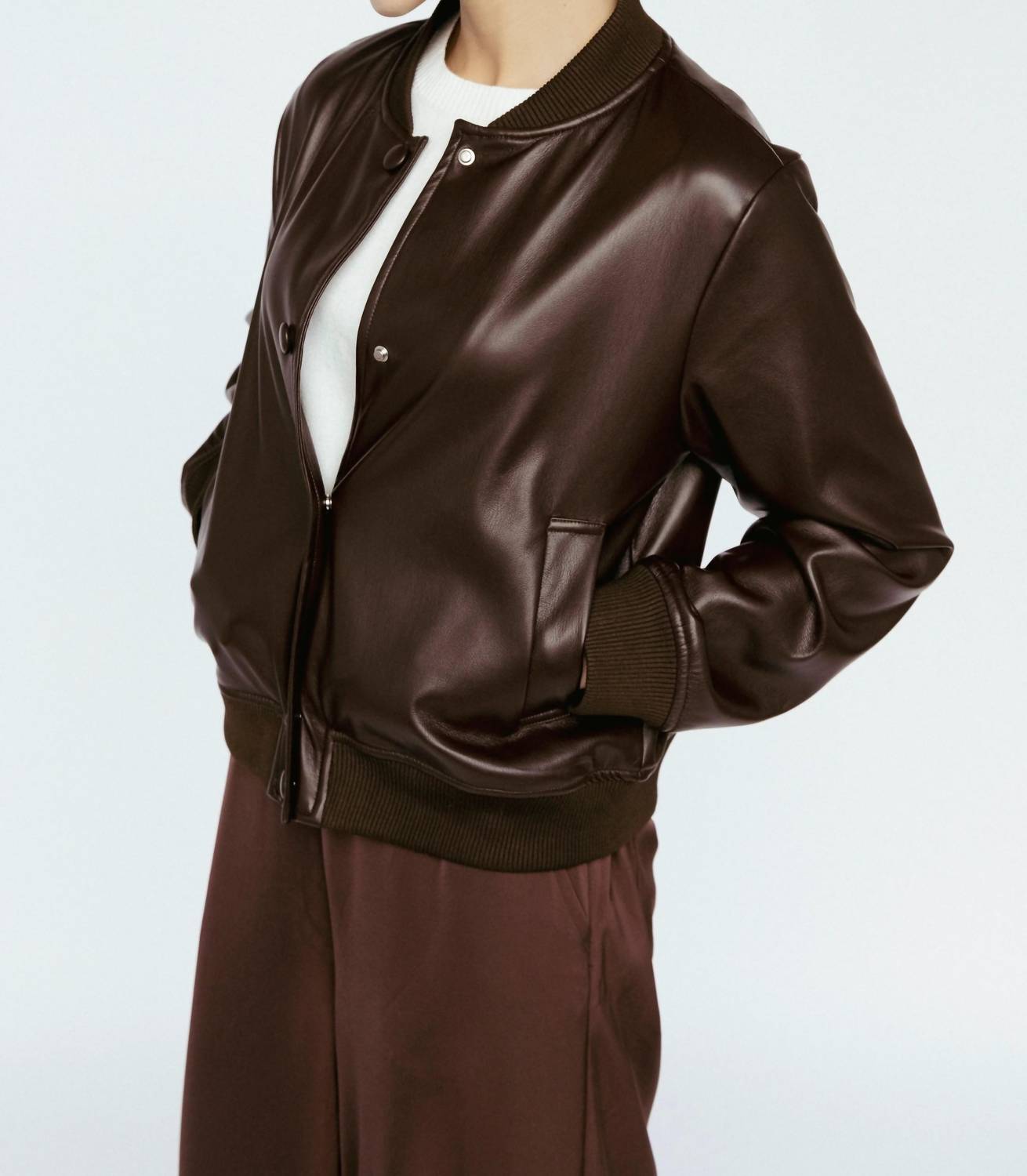 Vegan Leather Bomber Jacket
