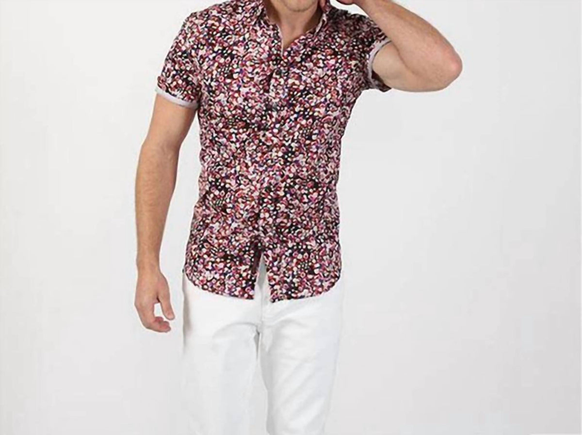 Eight X Men's Button Up Sparks Short Sleeve Shirt in Multi Color