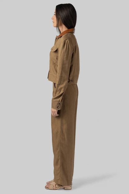 Derby Linen Cropped Utility Jacket