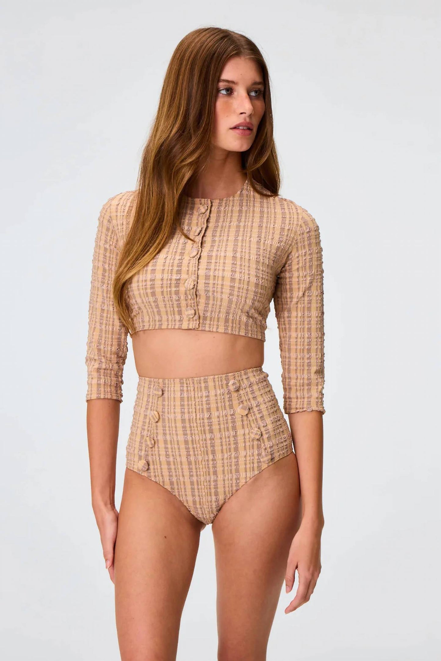 Women's Three-Quarter Sleeves Crewneck Cardigan