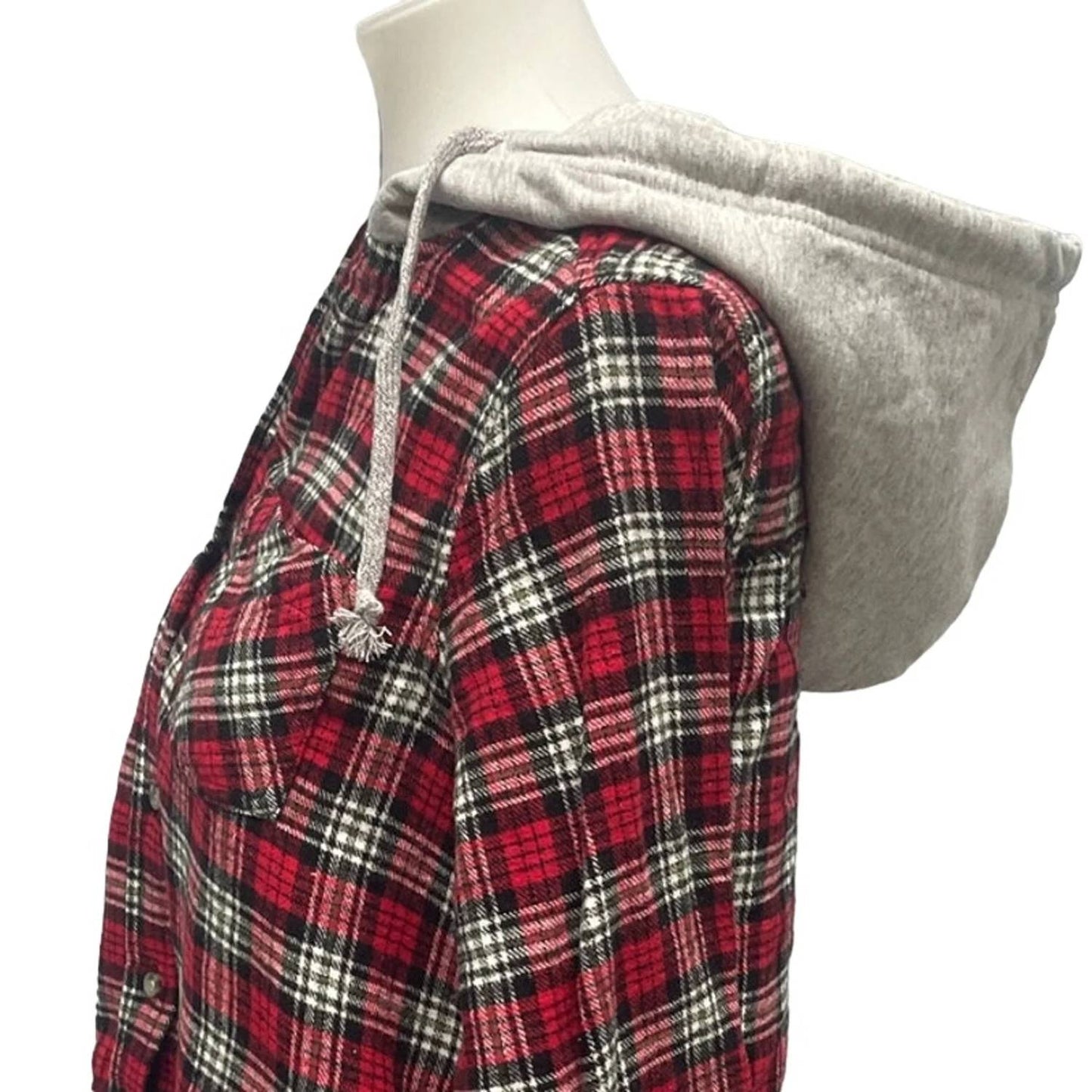 Long Sleeve Plaid Flannel Hoodie