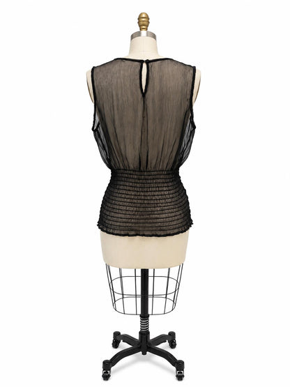 Waist Rouching Sheer Tank Top