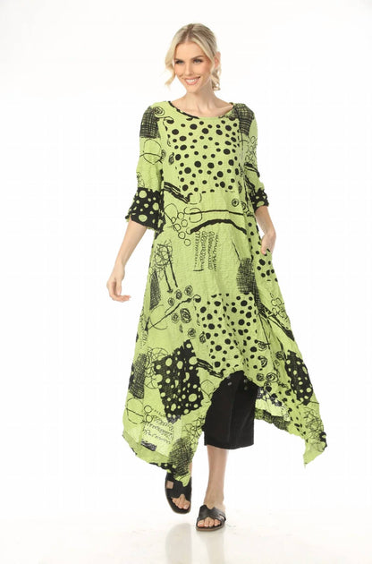 Mixed Media Print Half Sleeve Dress