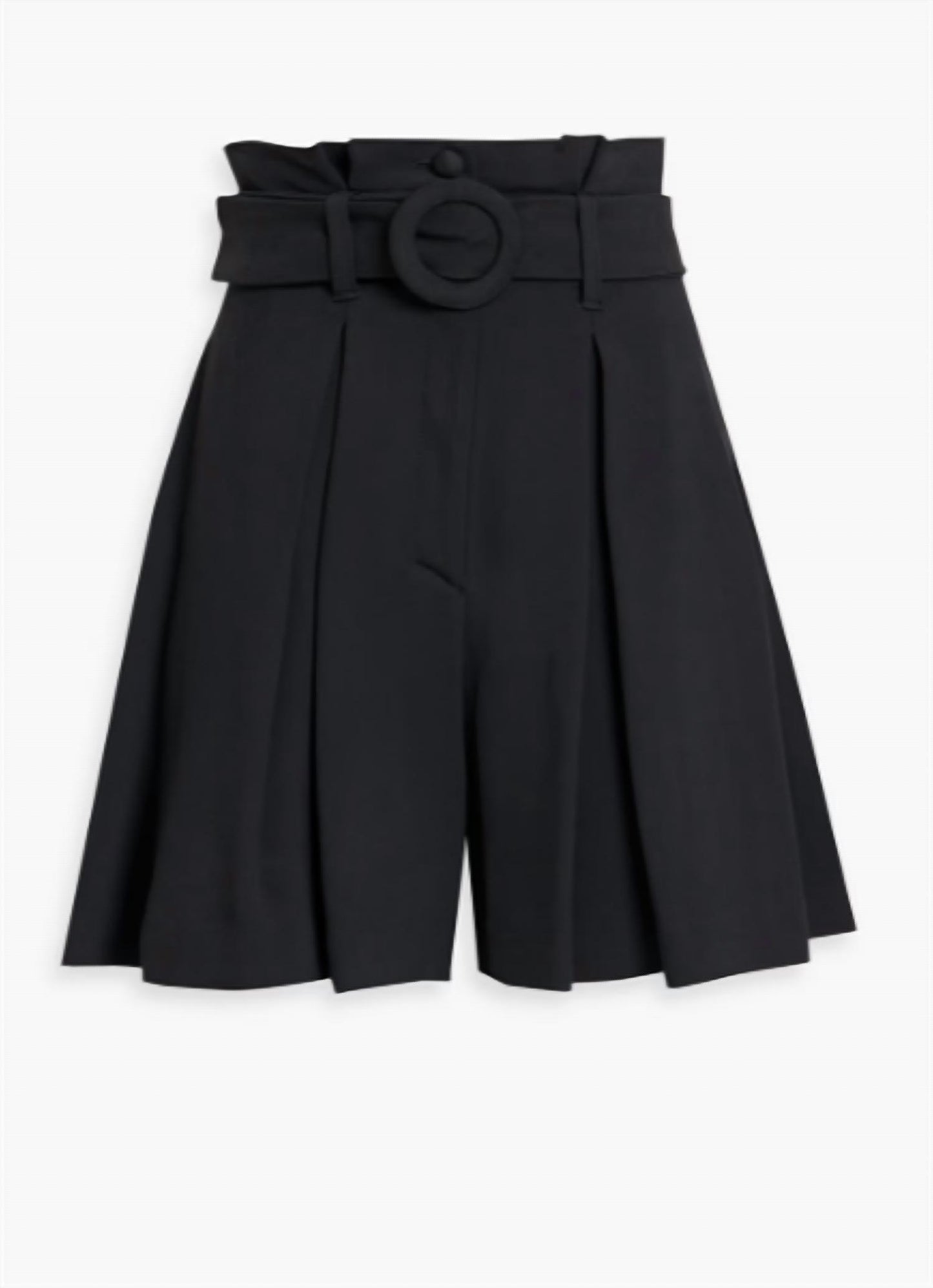 Belted Pleated Silk Blend Twill Shorts