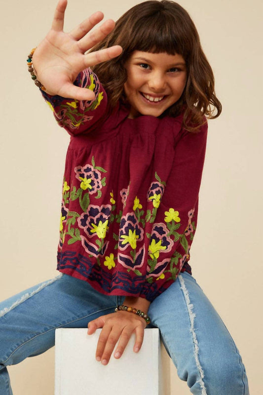 Floral Embroidered Ruffled Top