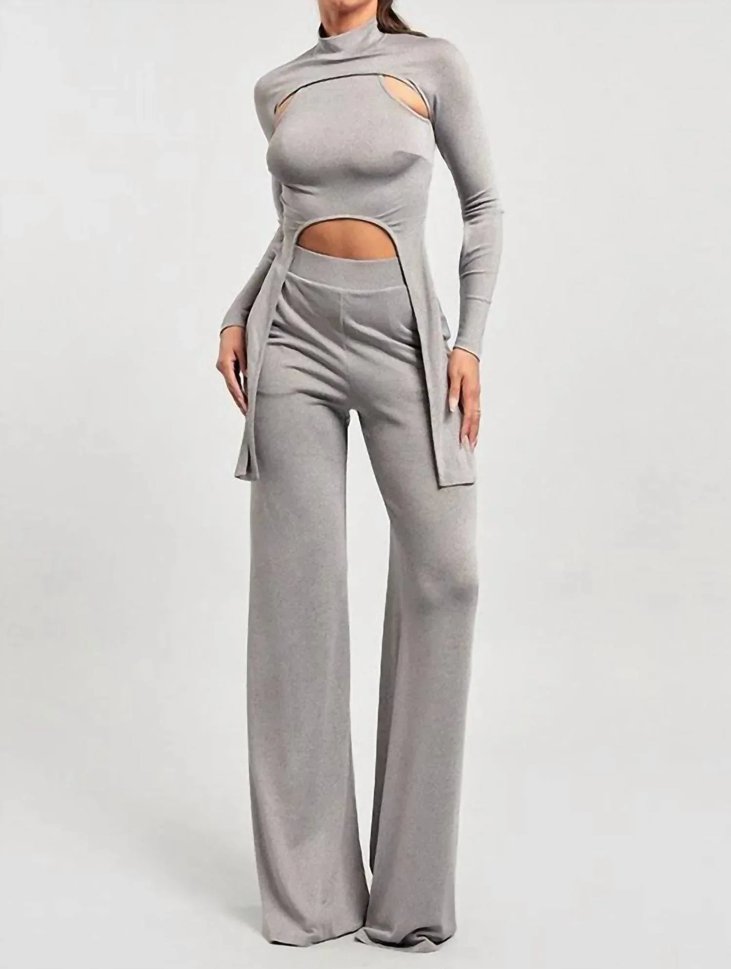 CELEBRITY PINK - Mock Neck Cropped Top Two Piece Pants Set - Rack Hunt