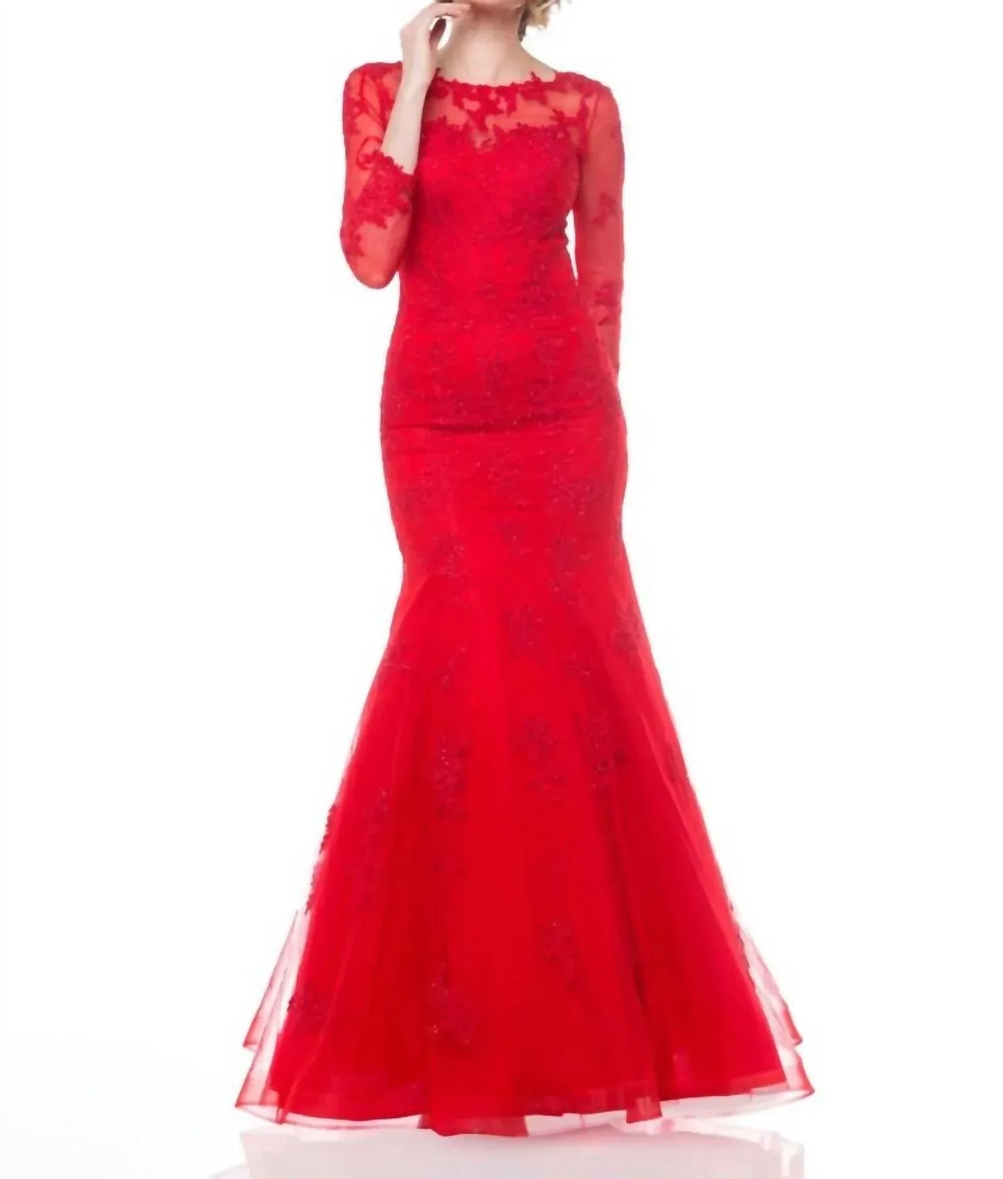 Glow by Colors Dress - Bedazzled Illusion Bateau Mermaid Dress - Rack Hunt
