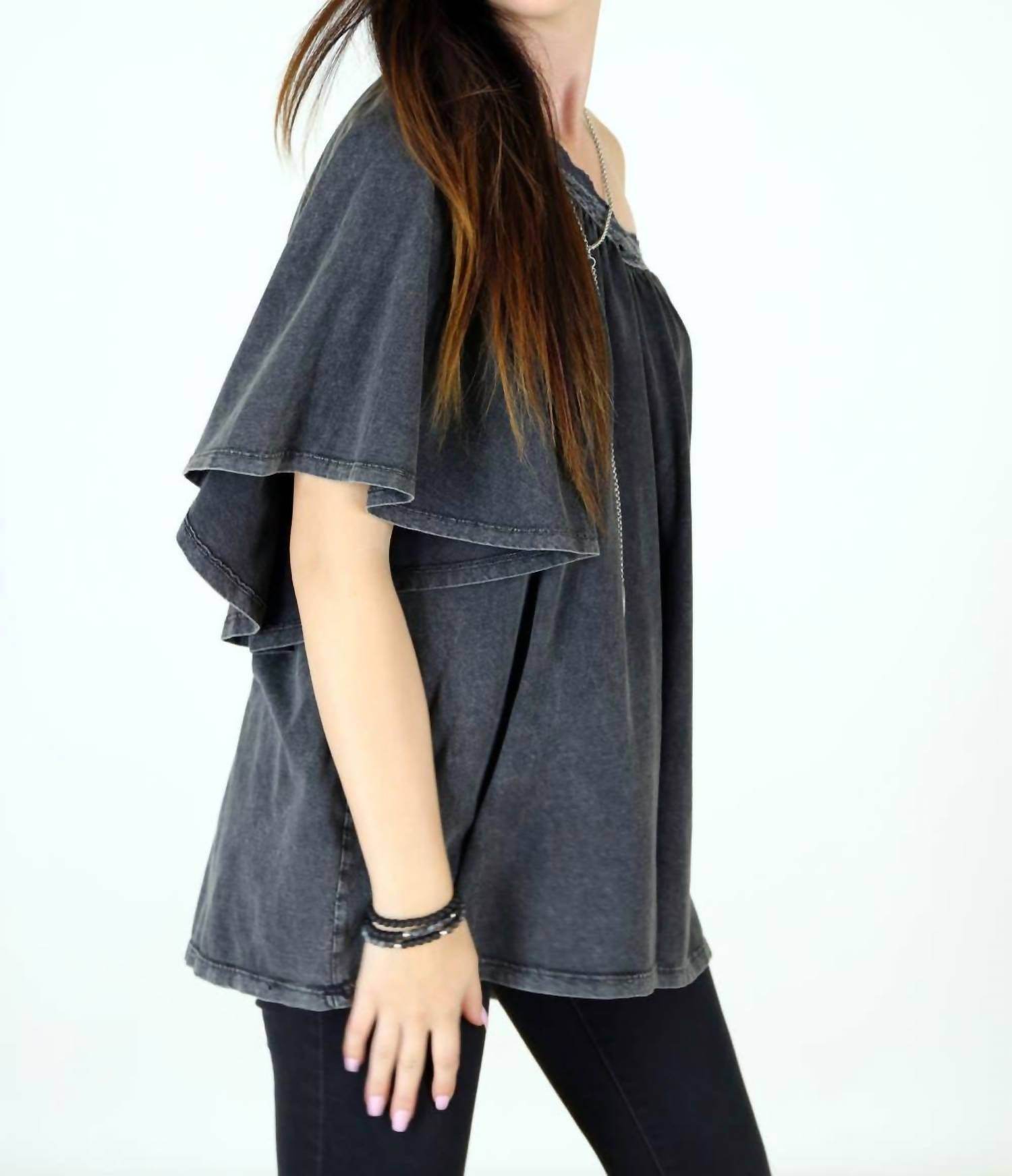 Tough Luv - Boho Victorian Acid Washed Tunic Top - Rack Hunt